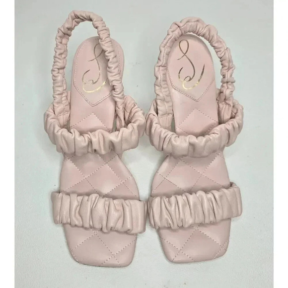 Sam Edelman Marlena Stretch Slingback Sandals Blush Pink Sq Toe Womens Sz 7.5 - Picture 2 of 9